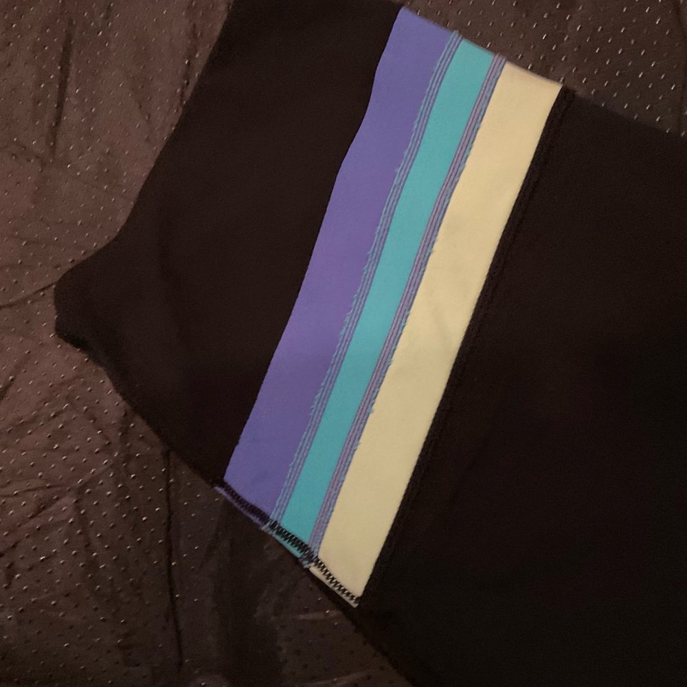 “LULULEMON”  Reversible Cropped Pants with Tri Colour Top Band/ Stripe. - Picture 5 of 13